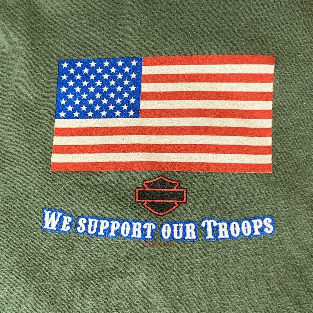 Harley Davidson T Shirt We Support Our Troops Flag Anderson SC Size M